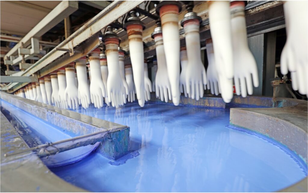 Gloves being manufactured 